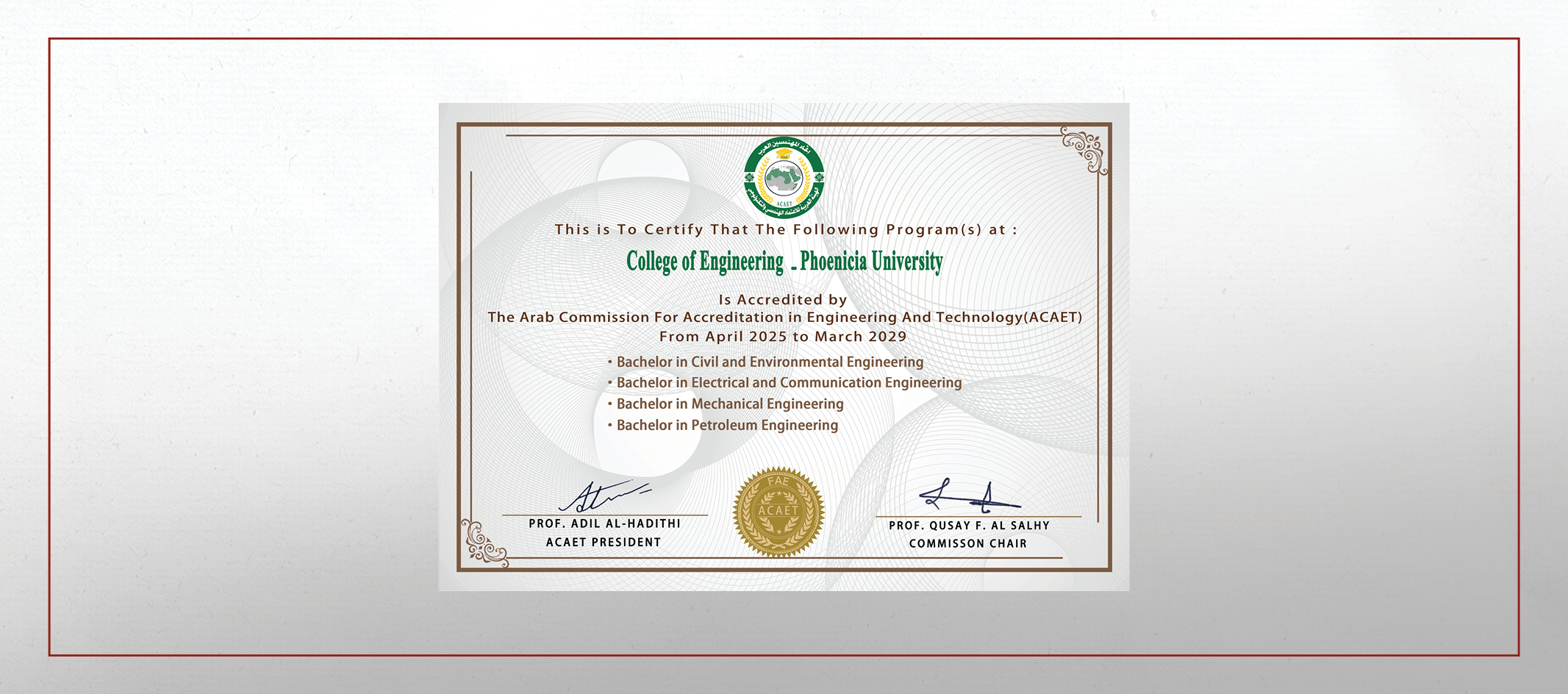 Accredited by the Federation of Arab Engineers